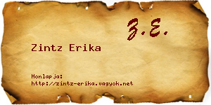 Zintz Erika névjegykártya